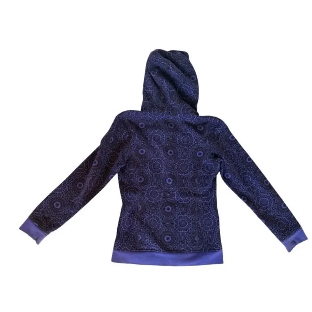 Lululemon Ivivva Scuba Hoodie Girls Size 14 Purple Floral Full Zip Jacket Shirt